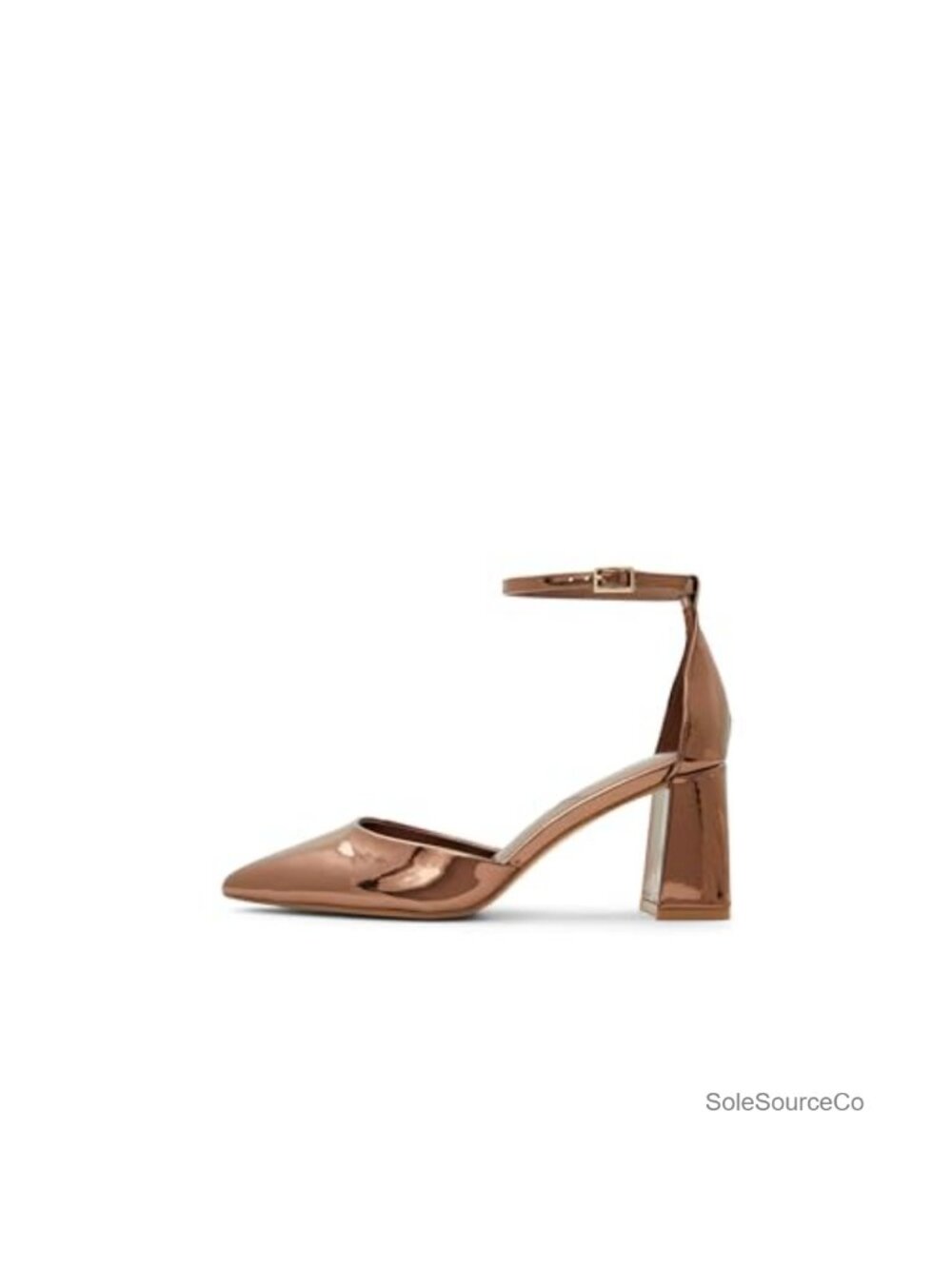 Ankle-Strap Block Heeled Pump Pointed Toe Comfort Buckle